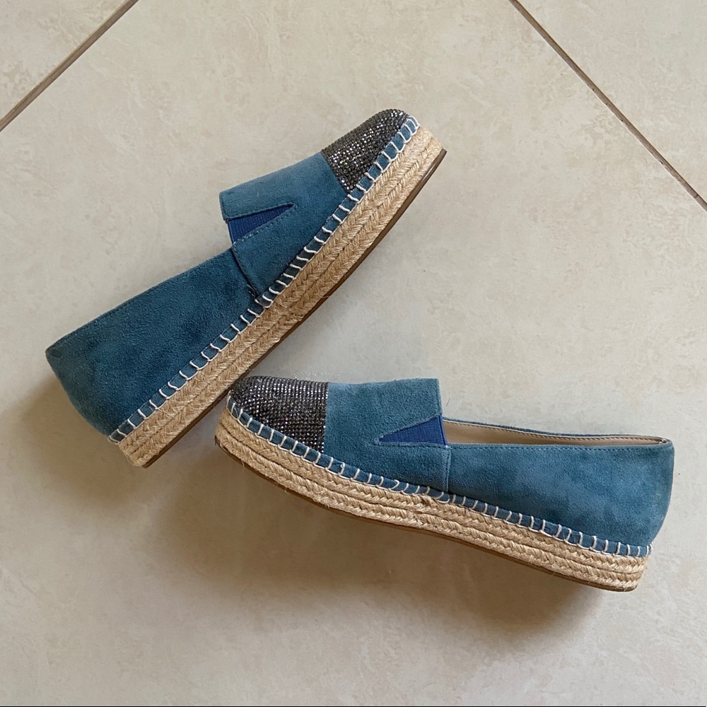 Steve Madden Blue Sparkly Suede Espadrille Flats